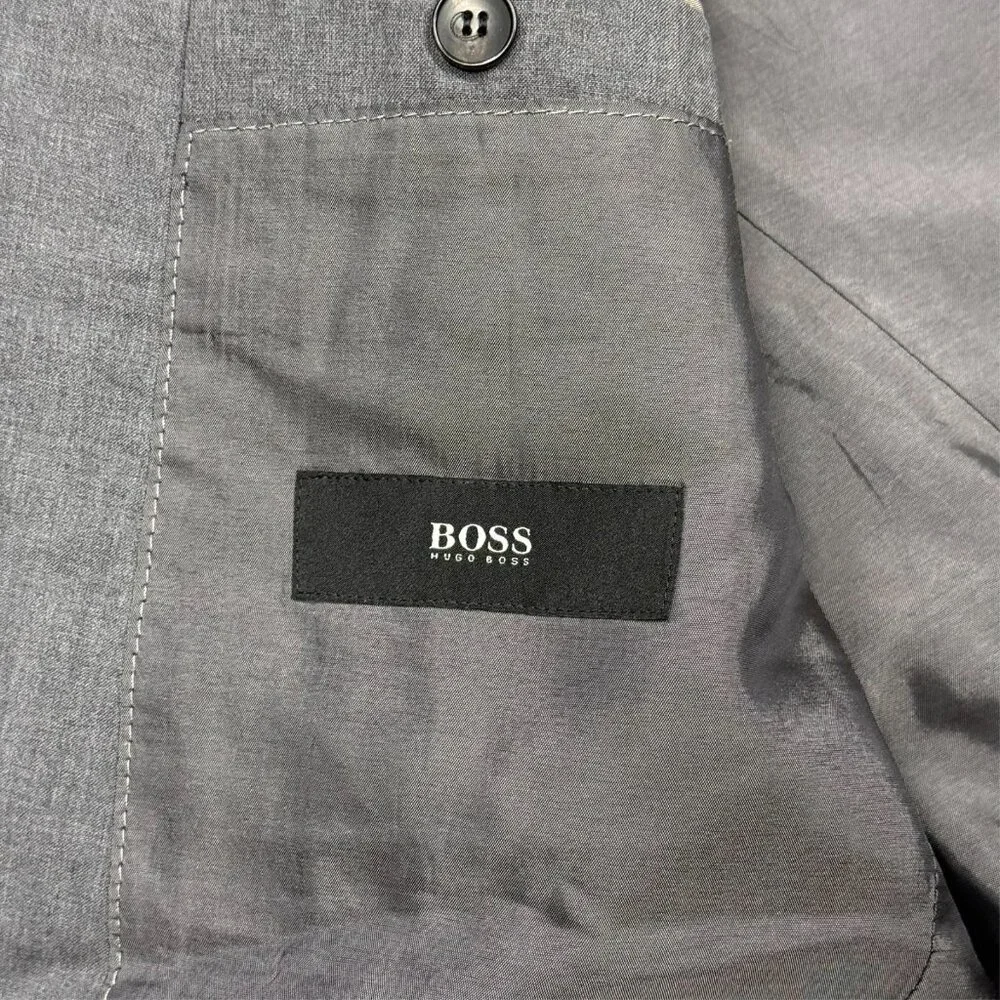 Hugo Boss Blazer Guabello 130s Wool Sport Coat Sharkskin Grey Huge/Genius 40R - Picture 7 of 12